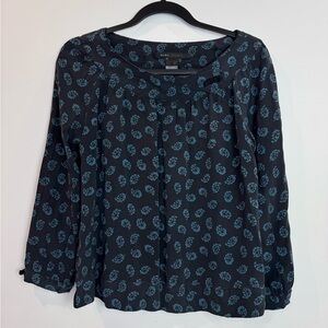 Marc Jacobs Navy 100% Silk Round coquette printed Blouse